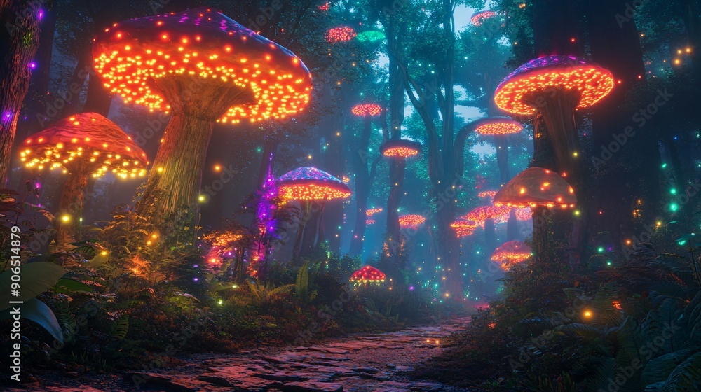 A fantastical scene of a crystal cavern with enormous, translucent crystals rising from the cavern floor and hanging from the ceiling. The crystals have a range of colors, from deep blues to vibrant