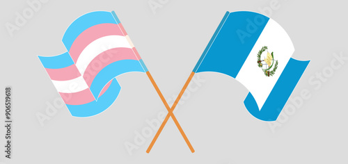 Crossed and waving flags of Transgender Pride and Republic of Guatemala