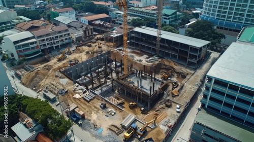 Aerial View of a Construction Site in a City