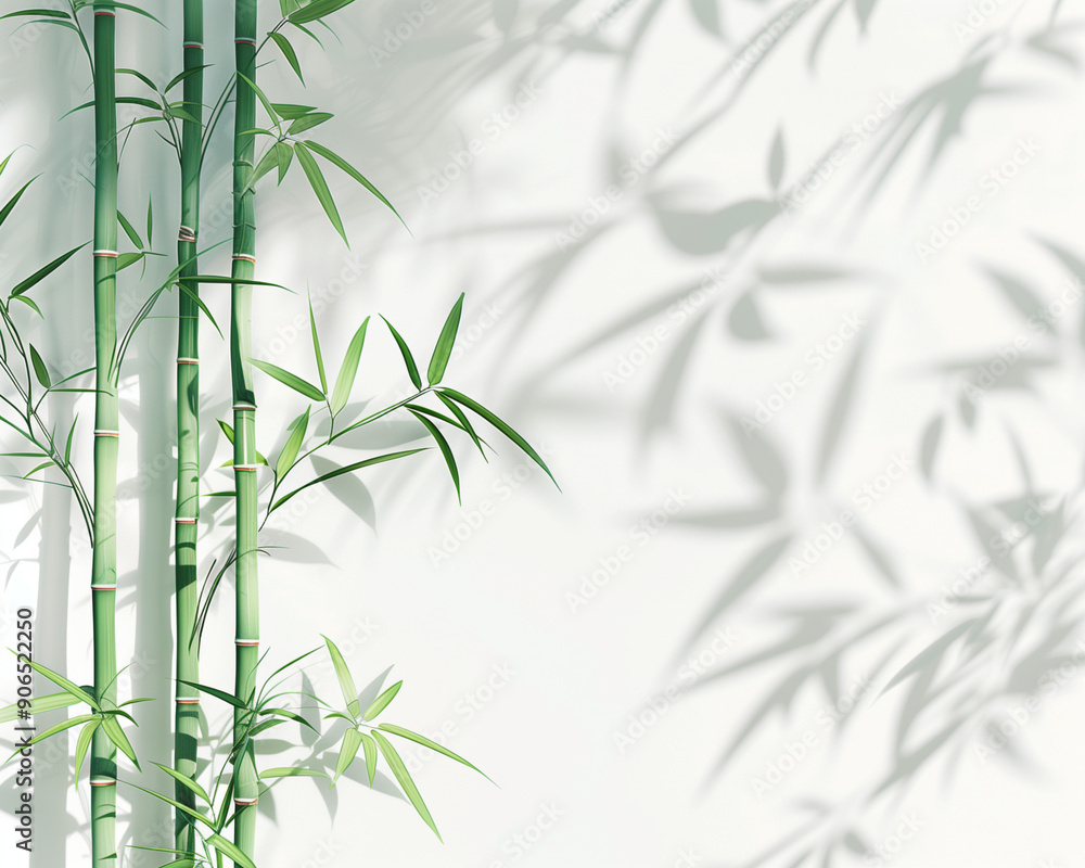 Fototapeta premium Transparent background mockup material with bamboos 