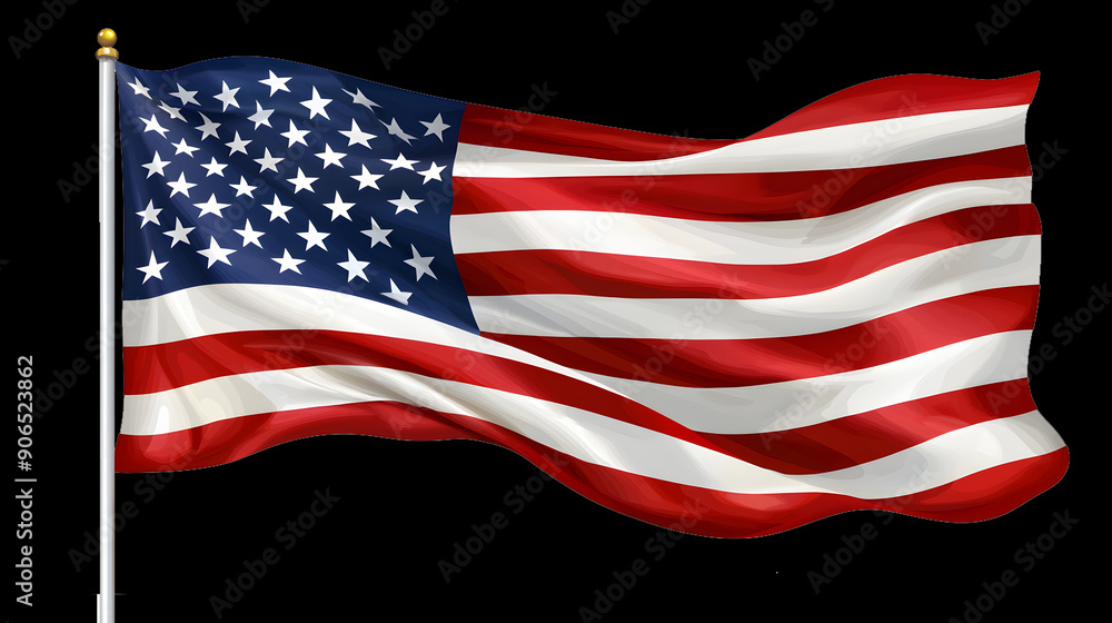 Fototapeta premium american flag waving on black background