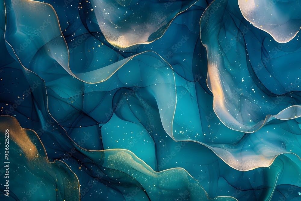 Naklejka premium Fluid Blue and Gold Splash: Creative Background for Advertising
