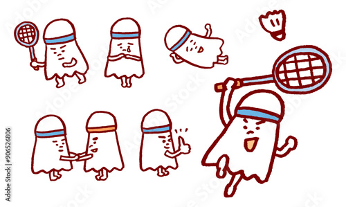 かわいいフォルムのバドミントンのシャトルのキャラ素材