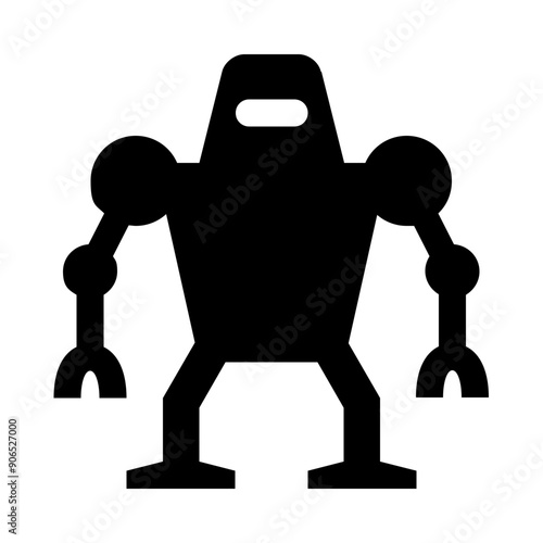 Futuristic Standing Robot Solid Icon
