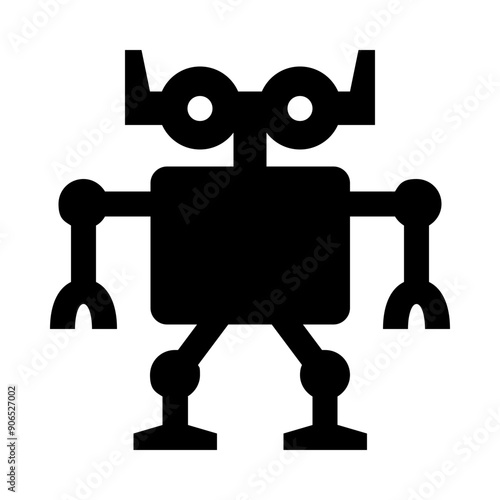 Futuristic Standing Robot Solid Icon