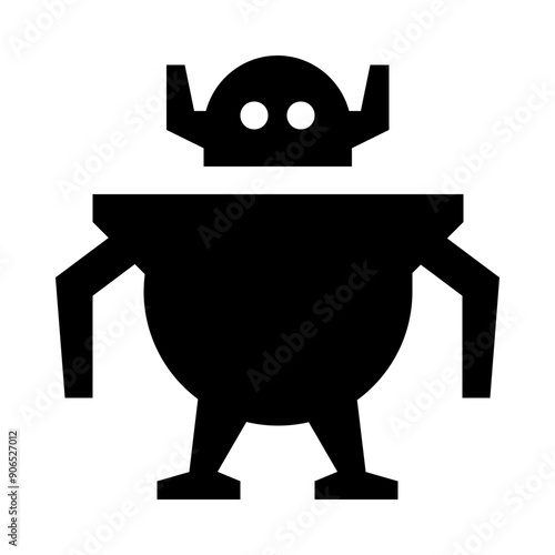 Futuristic Standing Robot Solid Icon