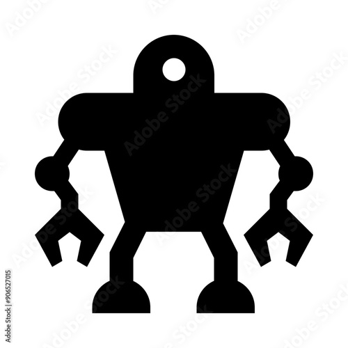 Futuristic Standing Robot Solid Icon