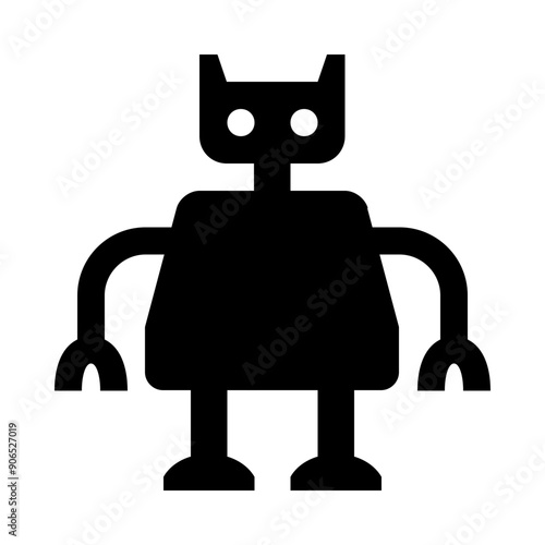 Futuristic Standing Woman Robot Solid Icon