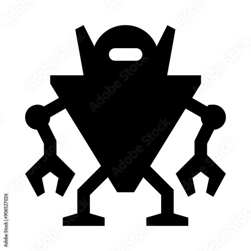 Futuristic Standing Robot Solid Icon