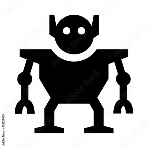 Futuristic Standing Robot Solid Icon
