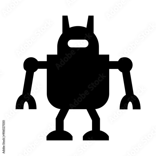 Futuristic Standing Robot Solid Icon