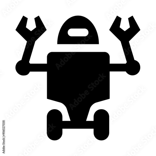 Futuristic Robot On Wheels Solid Icon