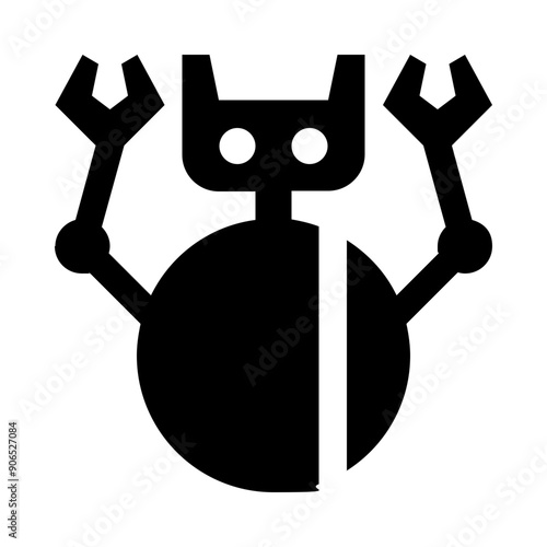 Futuristic Round Robot Solid Icon