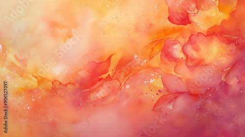 A visually captivating abstract painting featuring warm hues of orange and yellow with traces of pink, invoking a sense of warmth and emotional depth. photo