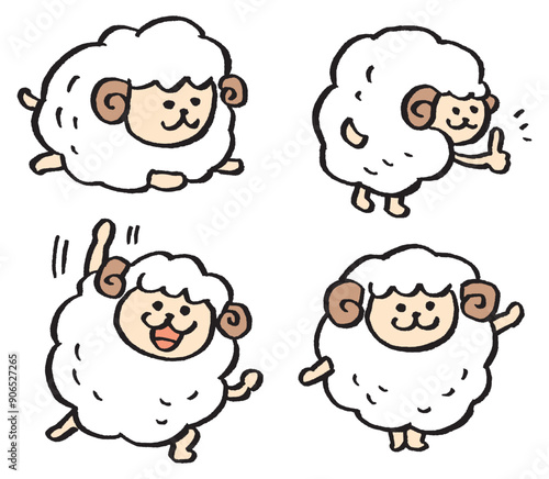 白くもふもふのかわいい羊のキャラ素材