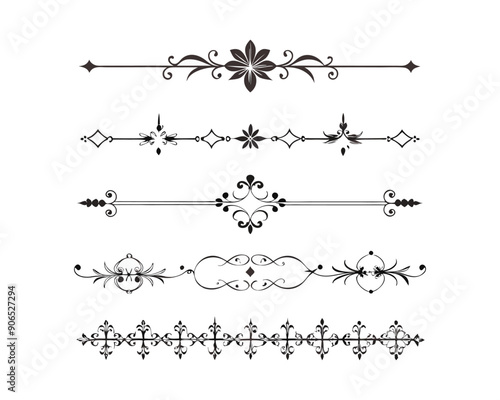 Set of Fancy Decorative Ornamental Lines vector. ai generated