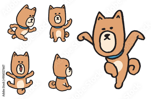 変なポーズをする可愛い犬のキャラ素材