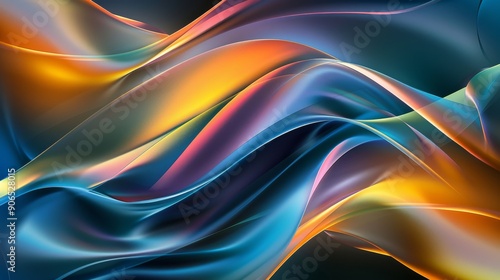 Wallpaper Mural Abstract background featuring colorful waves with glowing light effects, blurred edges, and soft shadows in blue, green, orange, pink, yellow, and black. Torontodigital.ca
