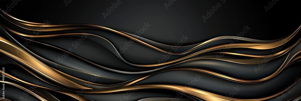 Obraz premium Luxurious Dark and Gold Vector Background with Simple Shapes, High Resolution, Sharp Focus, No Gradient, Generative Ai