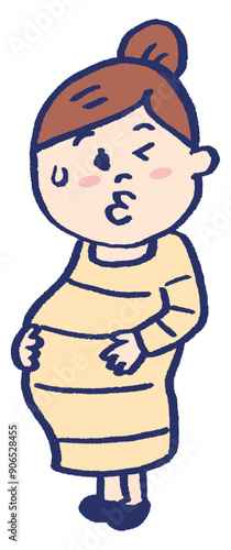 ワンピースを着たかわいい妊婦さん