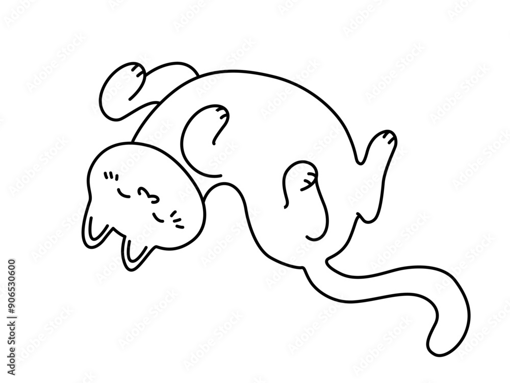 Сute vector cat. Hand drawn vector illustration. Line art. Сute vector cat. Hand drawn vector illustration. Line art.