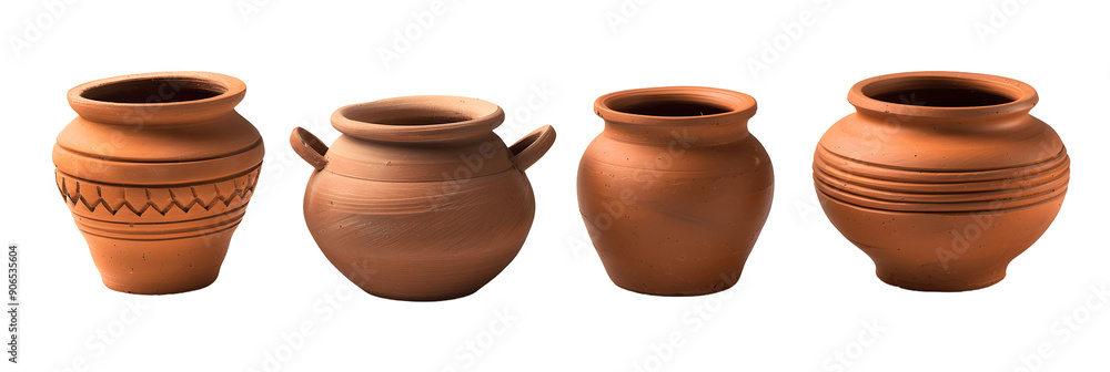Traditional pottery clay pots isolated isolate on Transparency Background Traditional pottery clay pots isolated isolate on Transparency Background