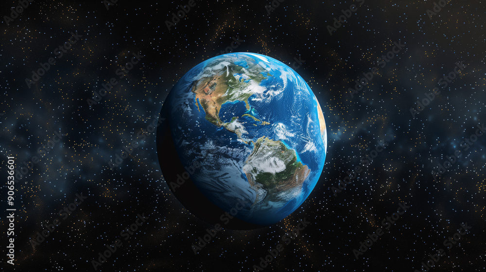 Naklejka premium Satellite view of earth with dark space starry background