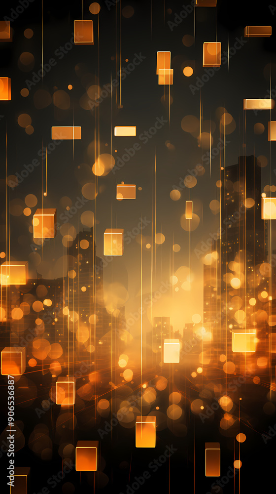 Digital golden flashing city abstract graphic poster background Digital golden flashing city abstract graphic poster background