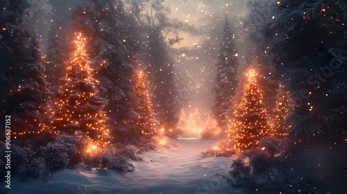 Explore the Enchanted Winter Wonderland. Festive Christmas forest scene