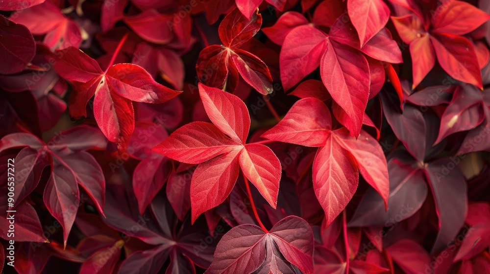 Close Up of Parthenocissus Red Leaves in Victoria Creeper Close Up of Parthenocissus Red Leaves in Victoria Creeper