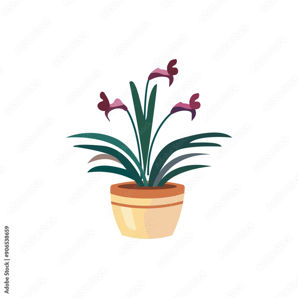 Obraz premium Flower pot minimalist vector illustration ,simple transparent graphic element .Isolated on white background
