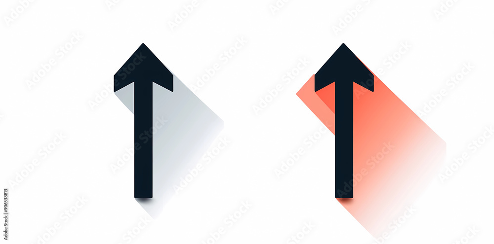 two simple vector icons of arrows pointing upwards on a white background with a minimalistic two simple vector icons of arrows pointing upwards on a white background with a minimalistic