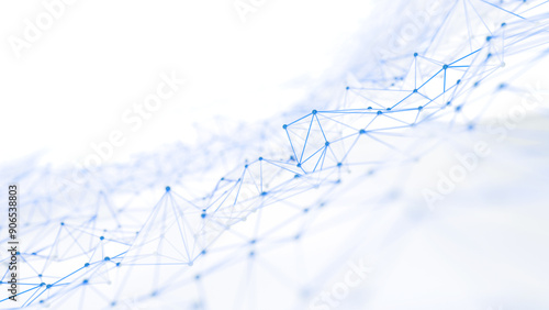 Futuristic hight technology background with connected glowing spheres. Virtual polygonal shape as global network system concept. 3D rendering.