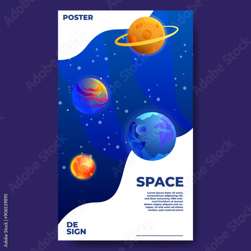 Modern poster design with space and planet theme