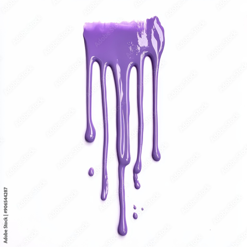 Naklejka premium A pink paint drips down a white background