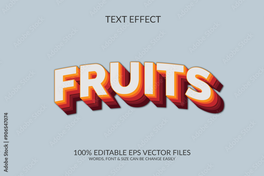 Fruits 3d vector eps fully editable text effect illustration. Fruits 3d vector eps fully editable text effect illustration.