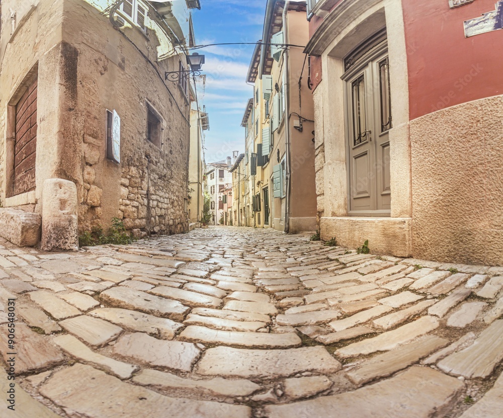 Naklejka premium Picture from the town of Groznjan with idyllic cobbled streets and buildings made of natural stone