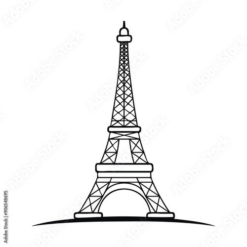 Wallpaper Mural Eiffel tower - France , Paris / World famous buildings monochrome vector illustration. Torontodigital.ca