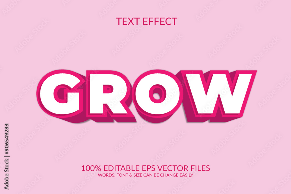 Grow 3d vector eps fully editable text effect illustration. Grow 3d vector eps fully editable text effect illustration.