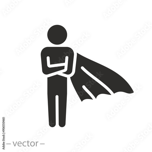 strong hero icon, proud man, superhero flat vector illustration