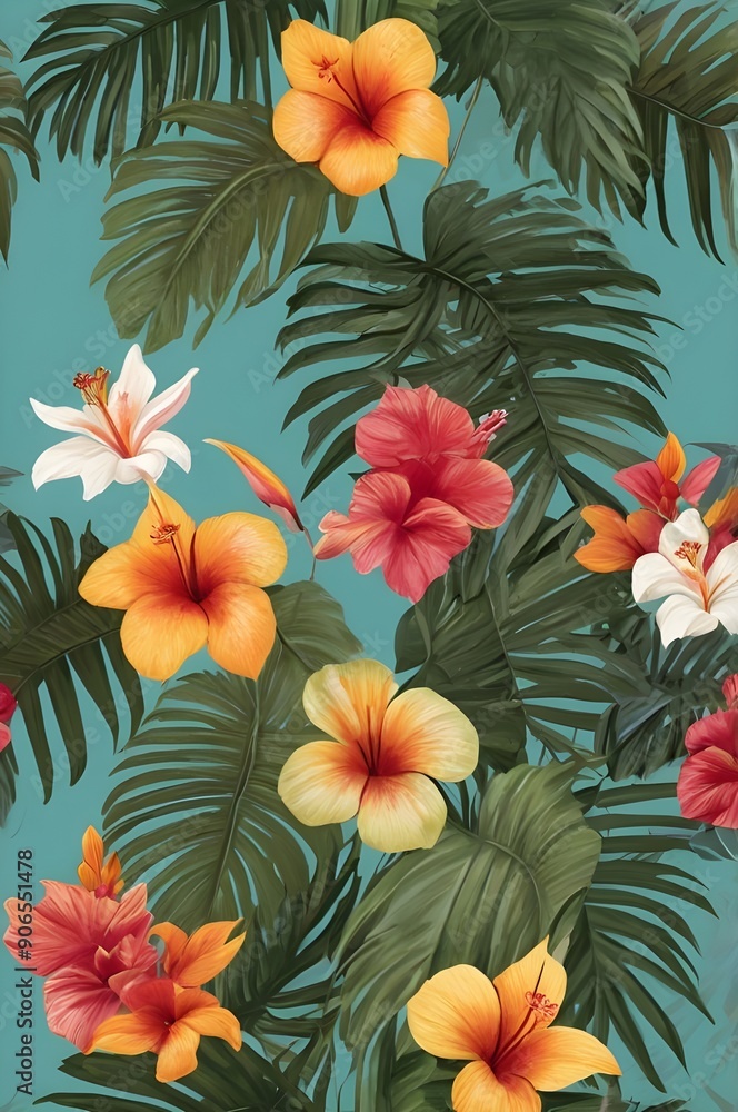 Fototapeta premium seamless background with flowers