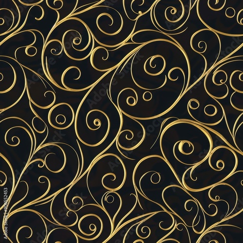 Seamless pattern of sleek golden lines forming intricate shapes