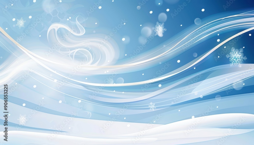 Abstract Winter Scene With White Snowflakes Falling On Blue Sky Abstract Winter Scene With White Snowflakes Falling On Blue Sky