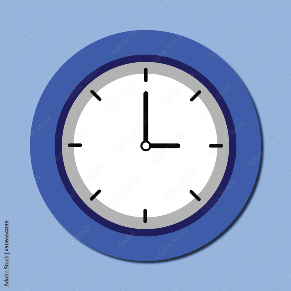Clock icon in flat style, timer on blue background. Business watch. Vector design element for you project Clock icon in flat style, timer on blue background. Business watch. Vector design element for you project