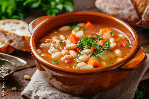 Greek bean soup Fasolada photo