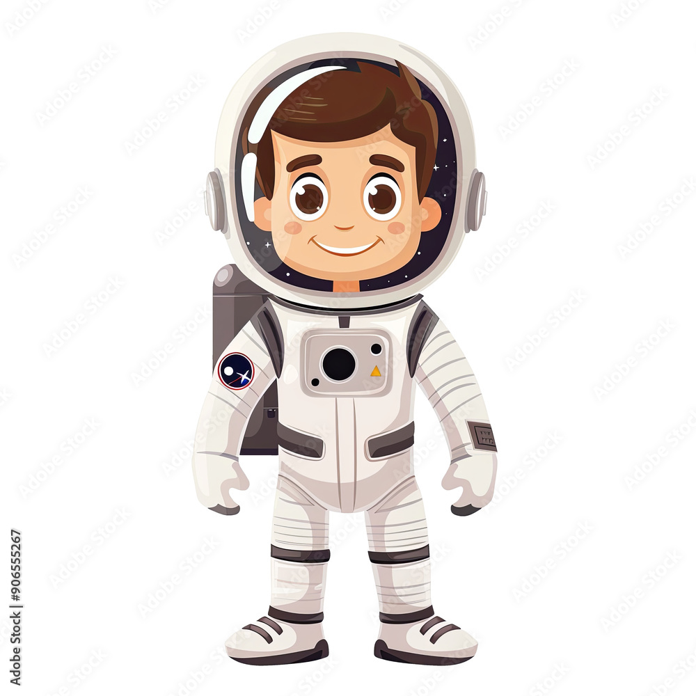 cartoon smiling astronaut isolated on white cartoon smiling astronaut isolated on white