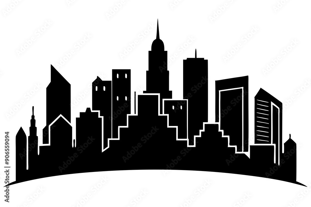 Urban Vibe with Beautiful City Skyline, Elegant City Skyline Silhouette Illustrations: Perfect for Cityscape Decor Urban Vibe with Beautiful City Skyline, Elegant City Skyline Silhouette Illustrations: Perfect for Cityscape Decor
