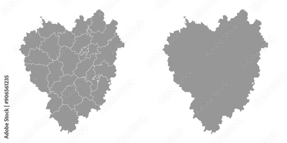 Tula Oblast map, administrative division of Russia. Vector illustration.