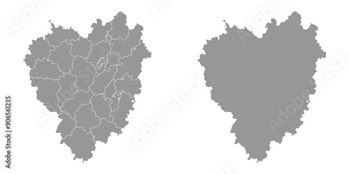 Tula Oblast map, administrative division of Russia. Vector illustration.