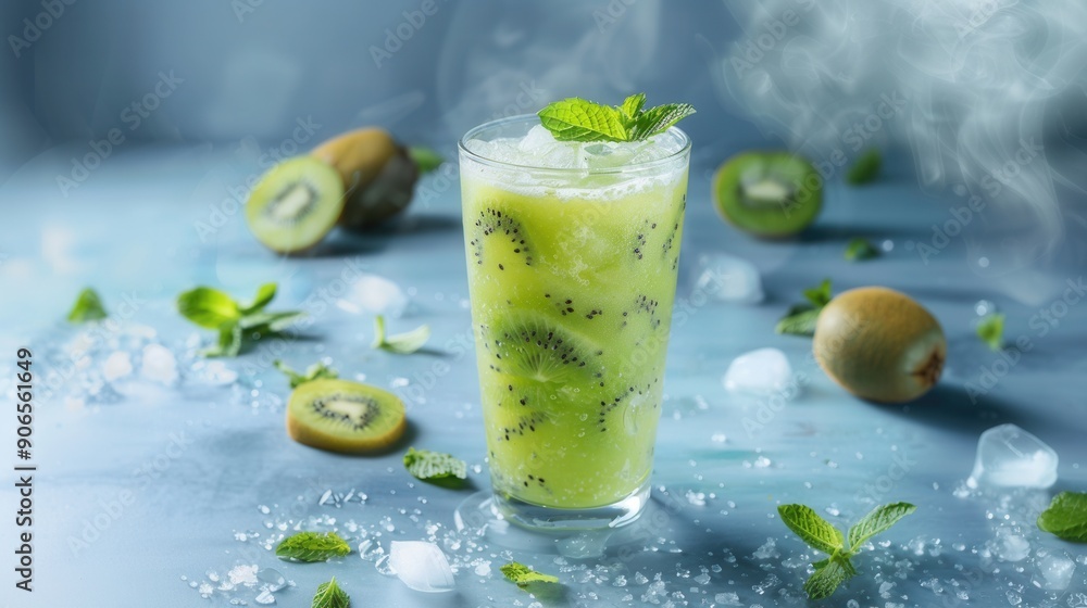 Fototapeta premium Juice drink with fresh kiwi fruit